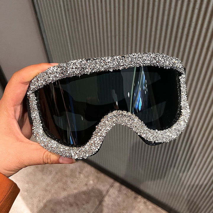 Ladies glamorous ski goggles with sparkling crystal frame Bowlift