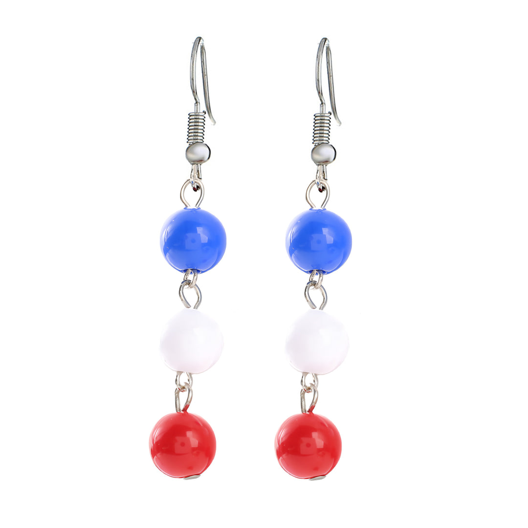 Women's nan patriotic horseshoe enamel dangle earrings with star-accented design and fishhook findings Bowlift