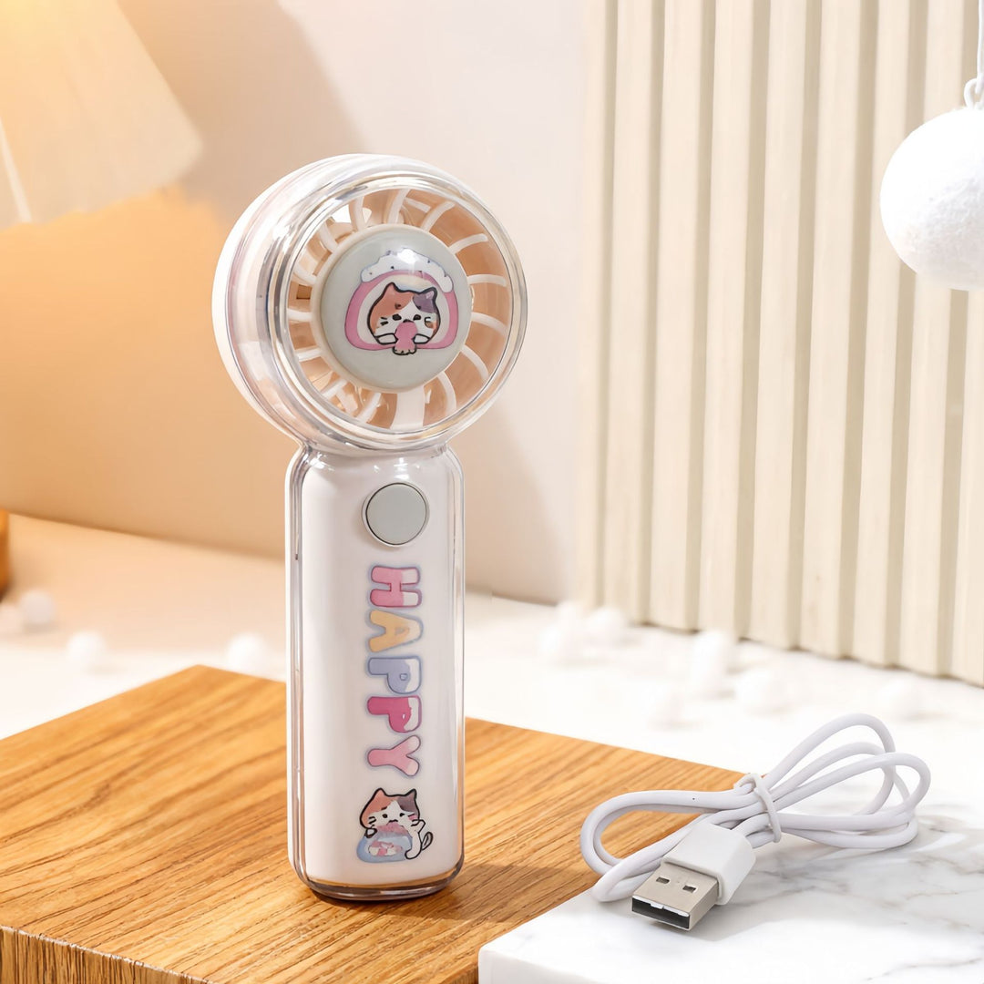 Ladies Portable Hand Fan with Cute Animal Design Bowlift