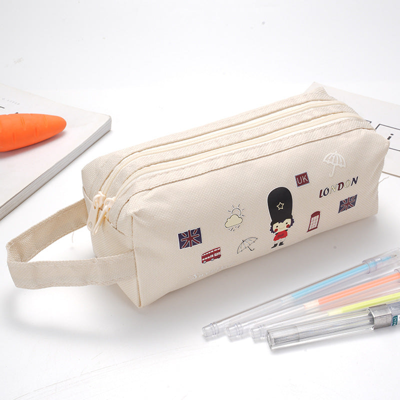 Fun-Themed Multi-Zipper Pencil Case Bowlift