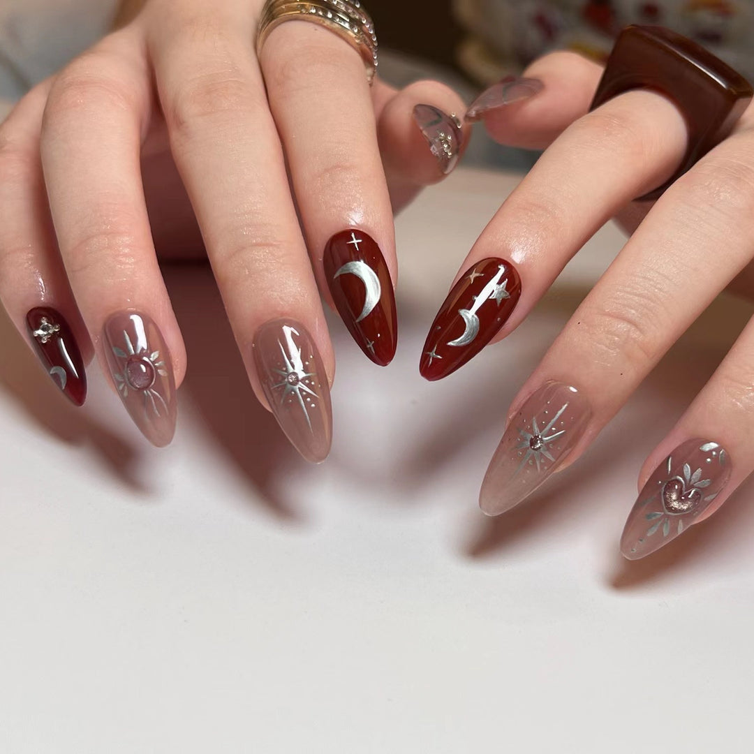Artful nail extensions in unique moon design Bowlift