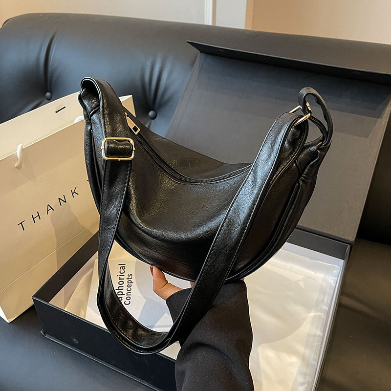 Sleek Leather Hobo Bag Bowlift