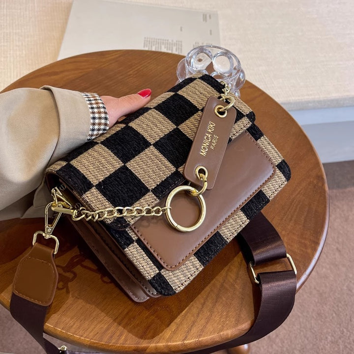 Stylish Checkered Crossbody Bag Bowlift