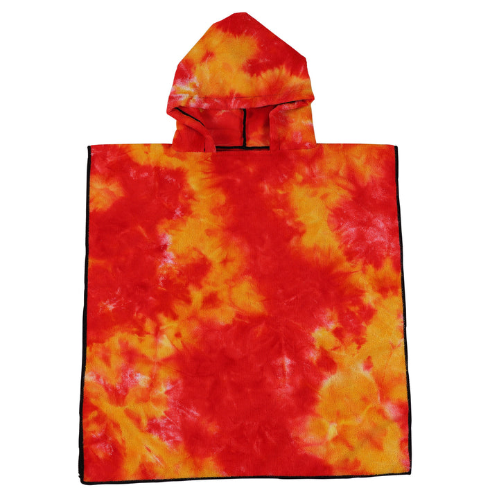 Women's Fleece Poncho with Hood and Colorful Tie-Dye Design Bowlift