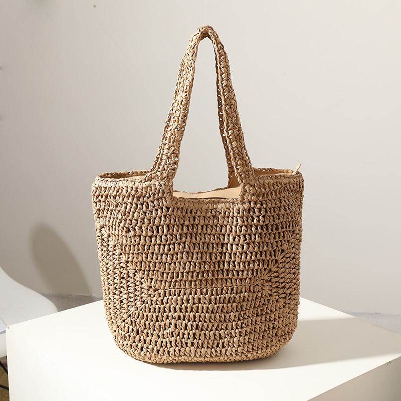 Handmade straw bag with comfortable inner bag Bowlift
