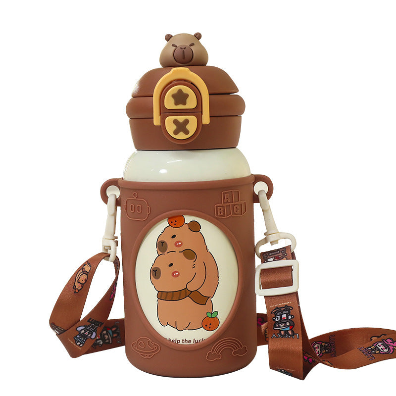 Women's insulated children's water bottle with ergonomic carrying system and fun animal design Bowlift