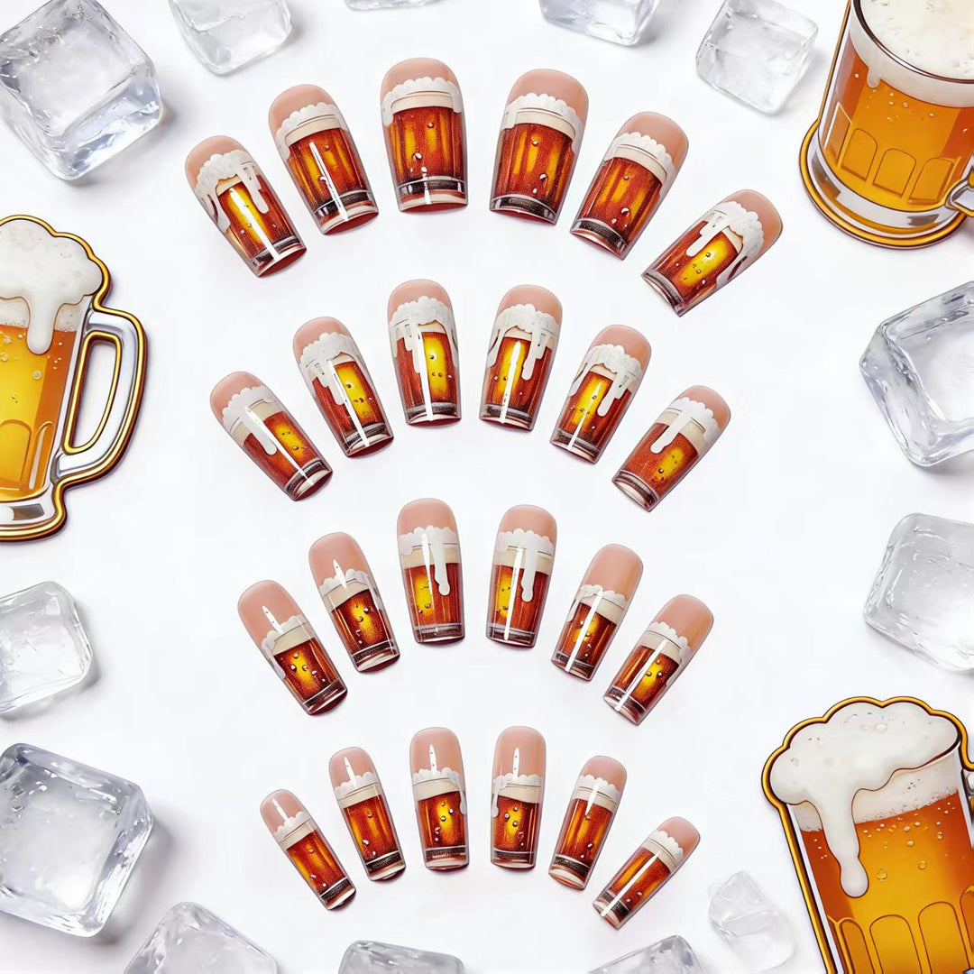 Artificial nails with Creative Beer Glass Design Bowlift