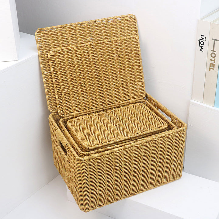 Woven Storage Chest with Lid Bowlift