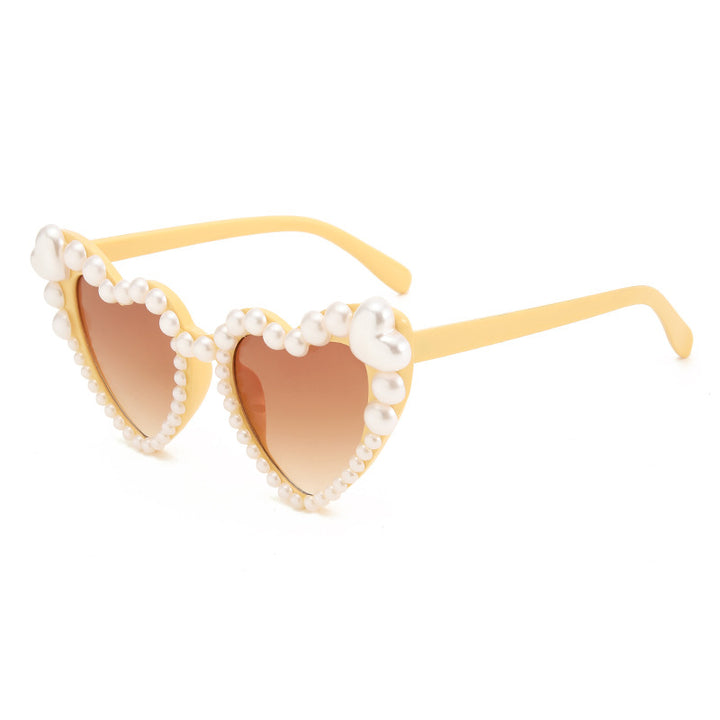 Heart-Shaped Pearl Accented Sunglasses