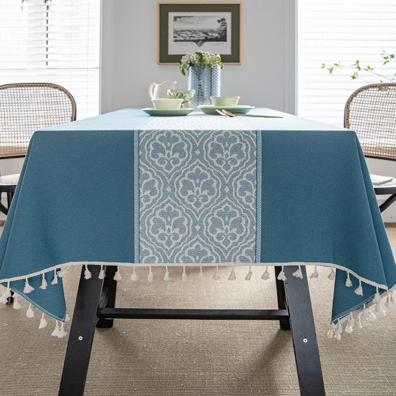 Decorative Tablecloth with Tassel Trim