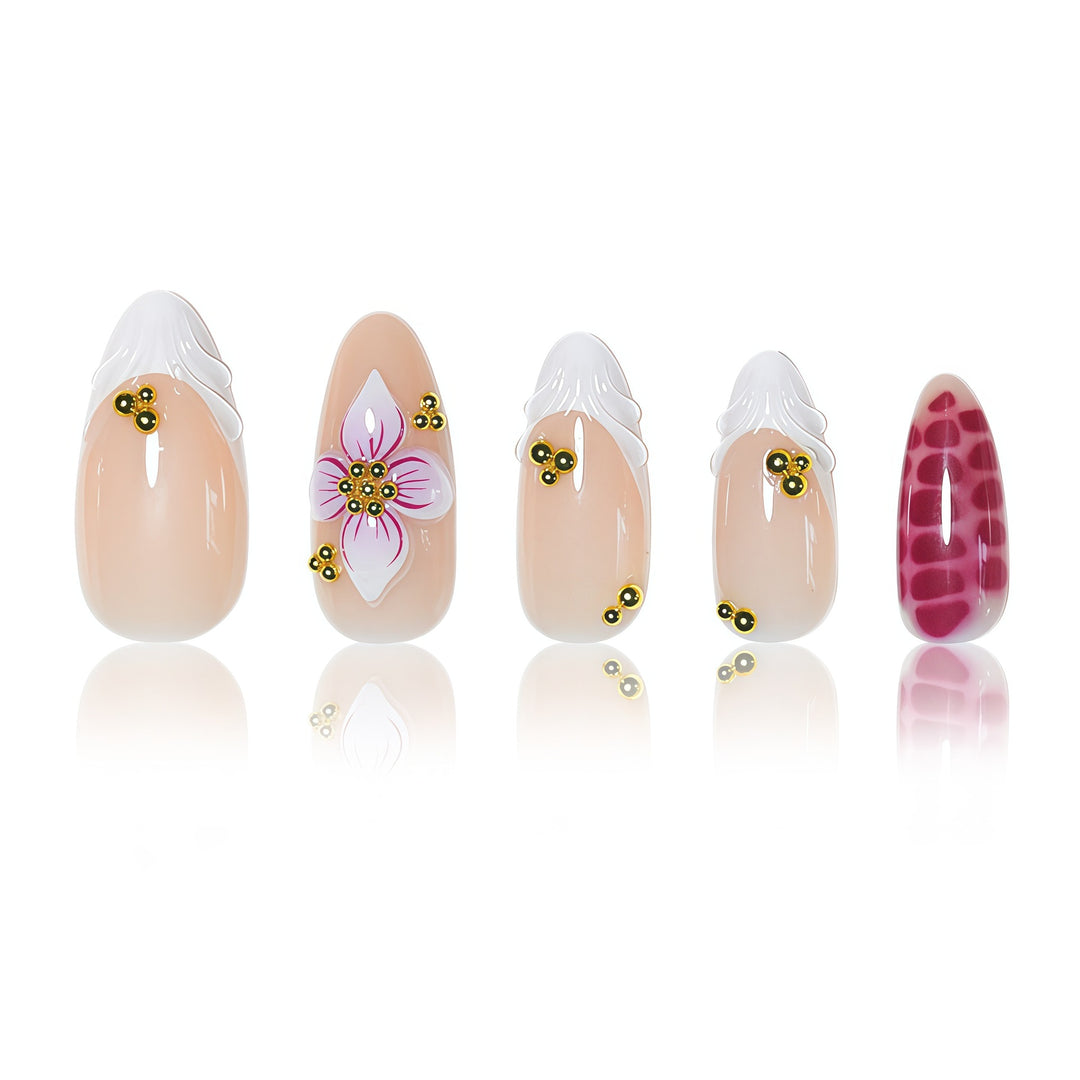 Elegant Floral Nail Art Extensions Bowlift