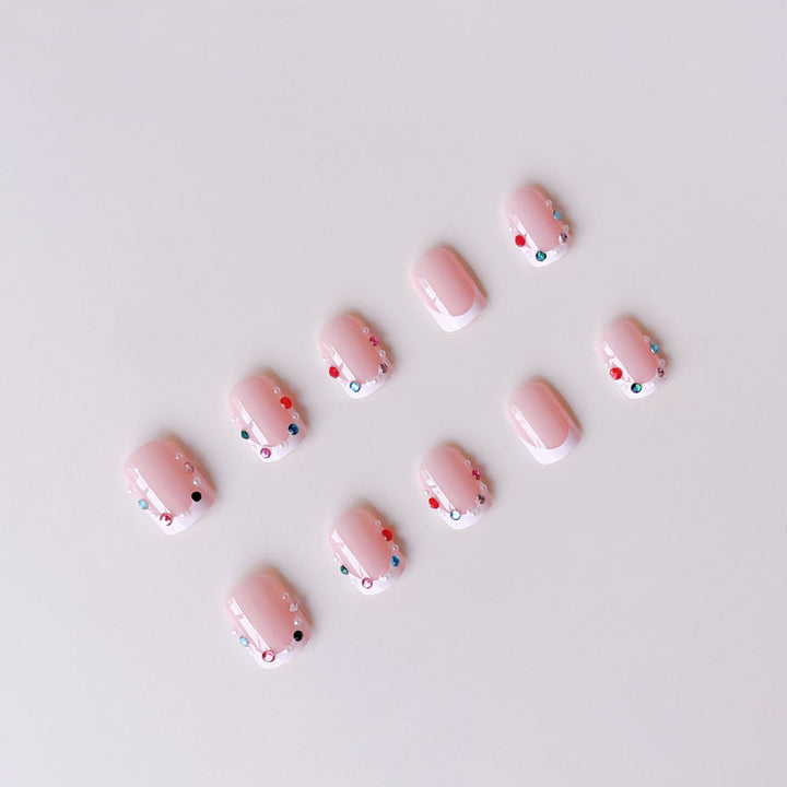 Nail art set with elegant rhinestone decorations and fashionable French design Bowlift