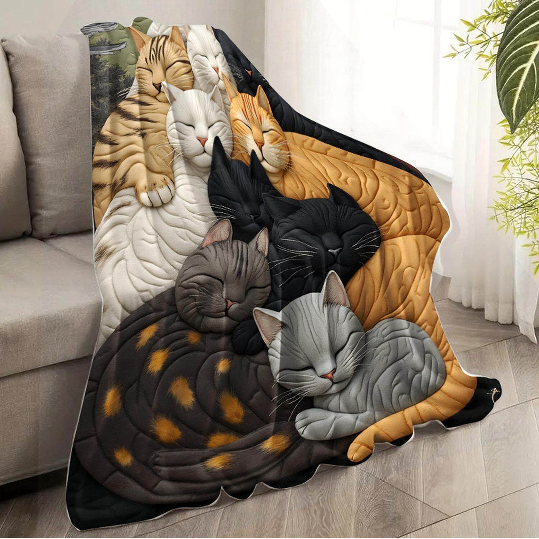 Cat-Themed Plush Fleece Blanket