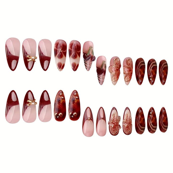 Artistic Flower-Inspired Acrylic Nail Set Bowlift