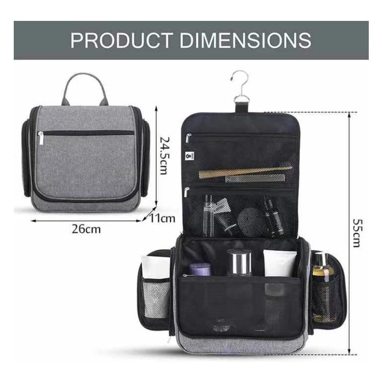 Elegant cosmetic bag with hanging hook and versatile compartments Bowlift