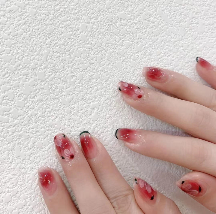 Artistic Sakura-Inspired Press-On Nails Bowlift