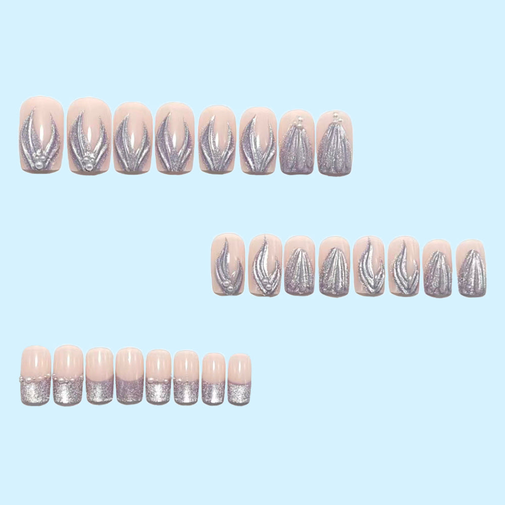 Luxury Aquamarine Design Press-On Nails Bowlift
