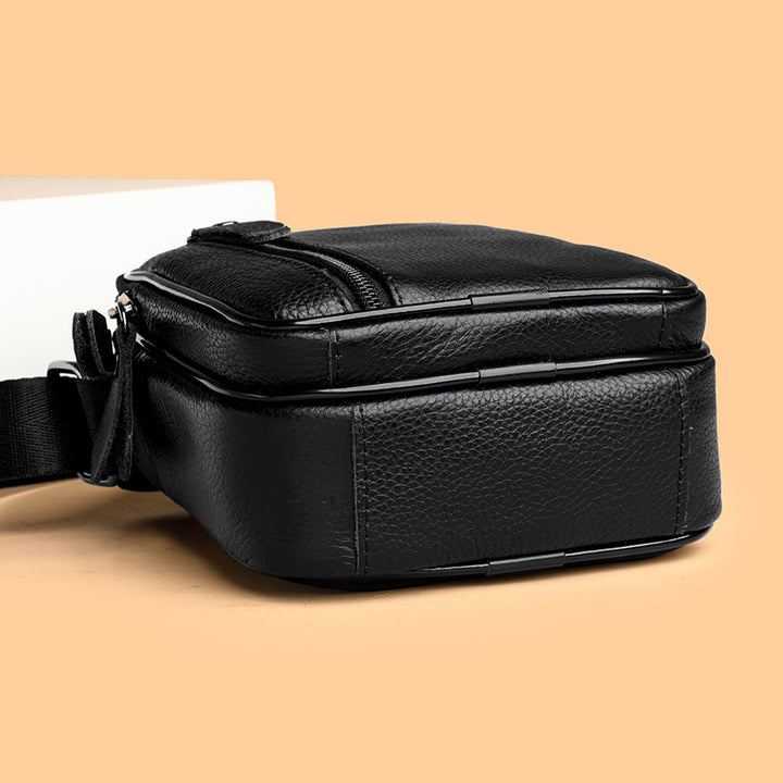 Compact Pebbled Leather Crossbody Organizer Pouch Bowlift