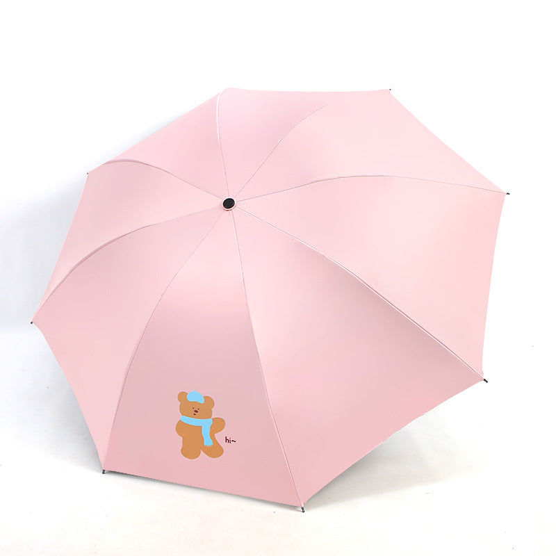 Ladies Kid-Friendly Umbrella with Fun Bear Design Bowlift
