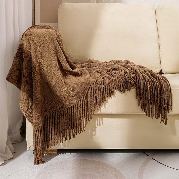 Textured Fringe Throw Blanket