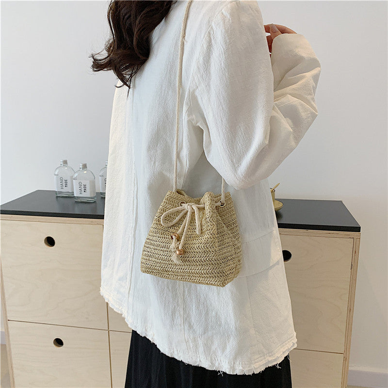 Bohemian-Inspired Woven Mini Drawstring Bag Bowlift
