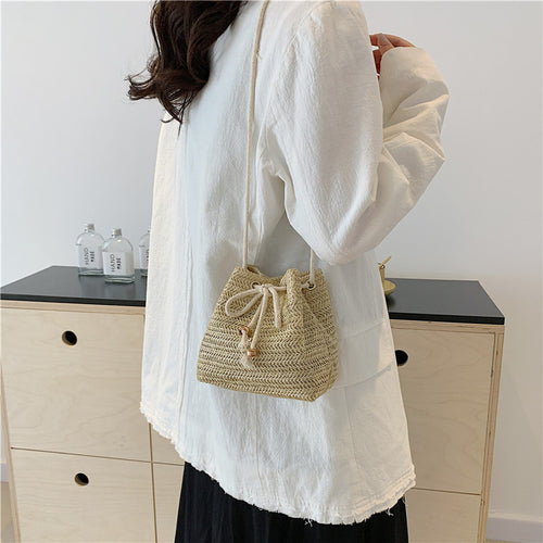 Bohemian-Inspired Woven Mini Drawstring Bag Bowlift