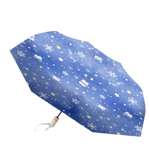 Ladies folding umbrella with playful animal motif and practical handle Bowlift