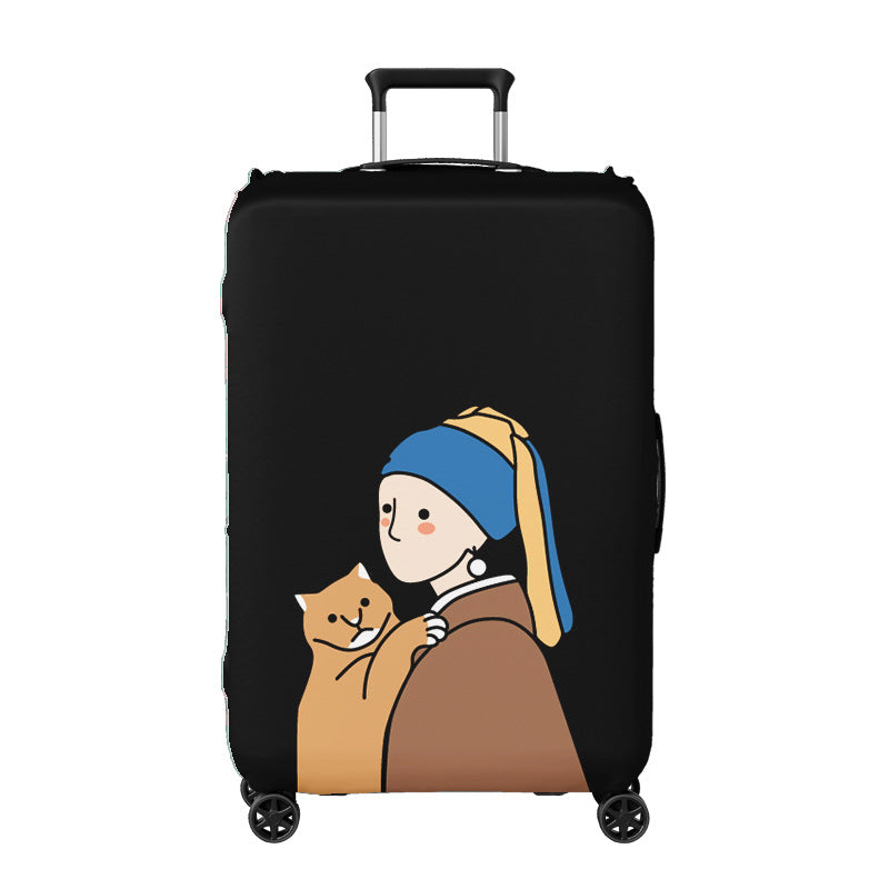 Ladies suitcase cover with creative illustration design Bowlift
