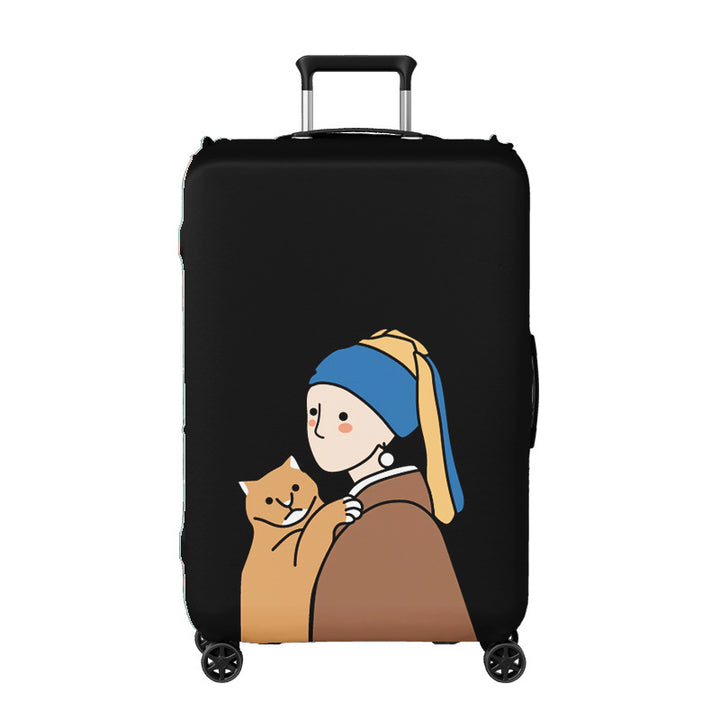 Ladies suitcase cover with creative illustration design Bowlift