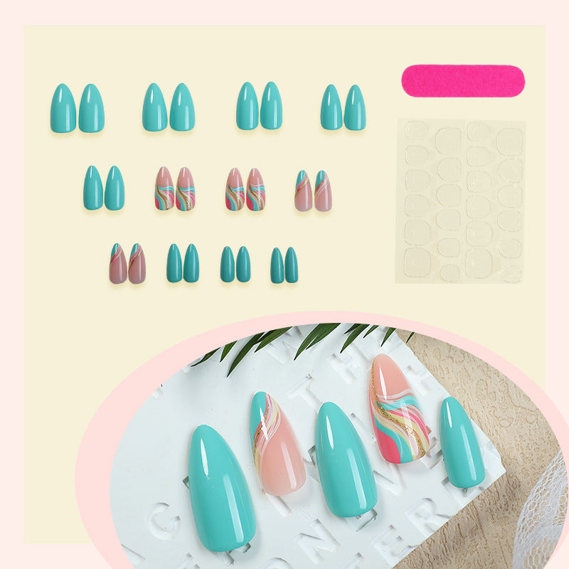 Artistic Press-On Nails Set with Unique Swirl Patterns Bowlift