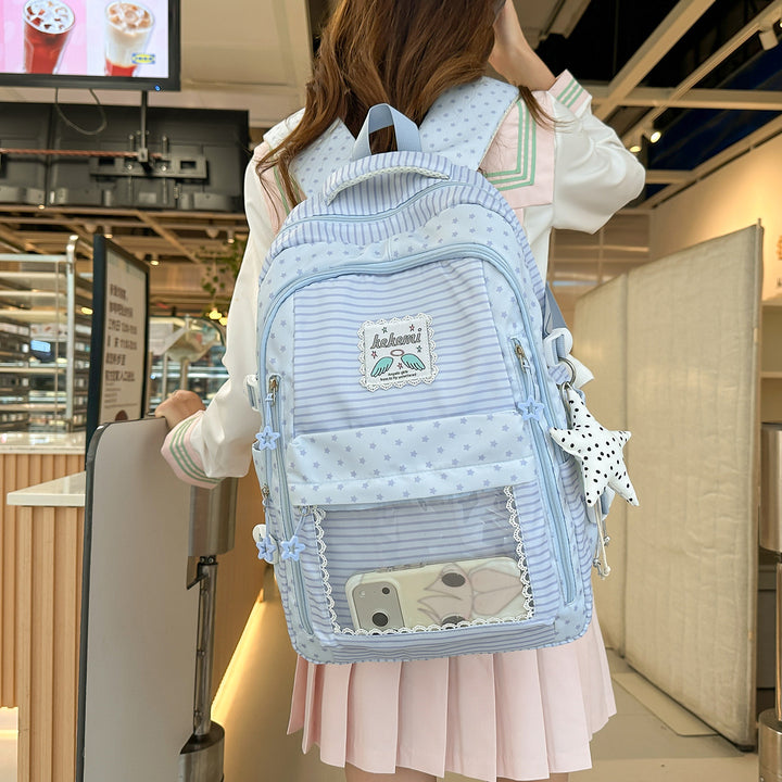 Cute Star-Patterned School Backpack Bowlift