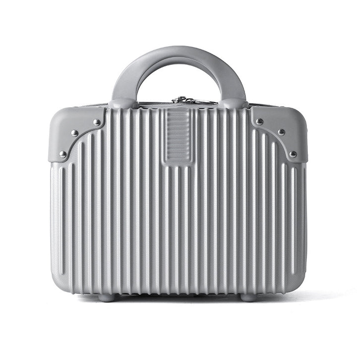 hard-shell travel cosmetic case with double-zip closure top handle and protective feet Bowlift
