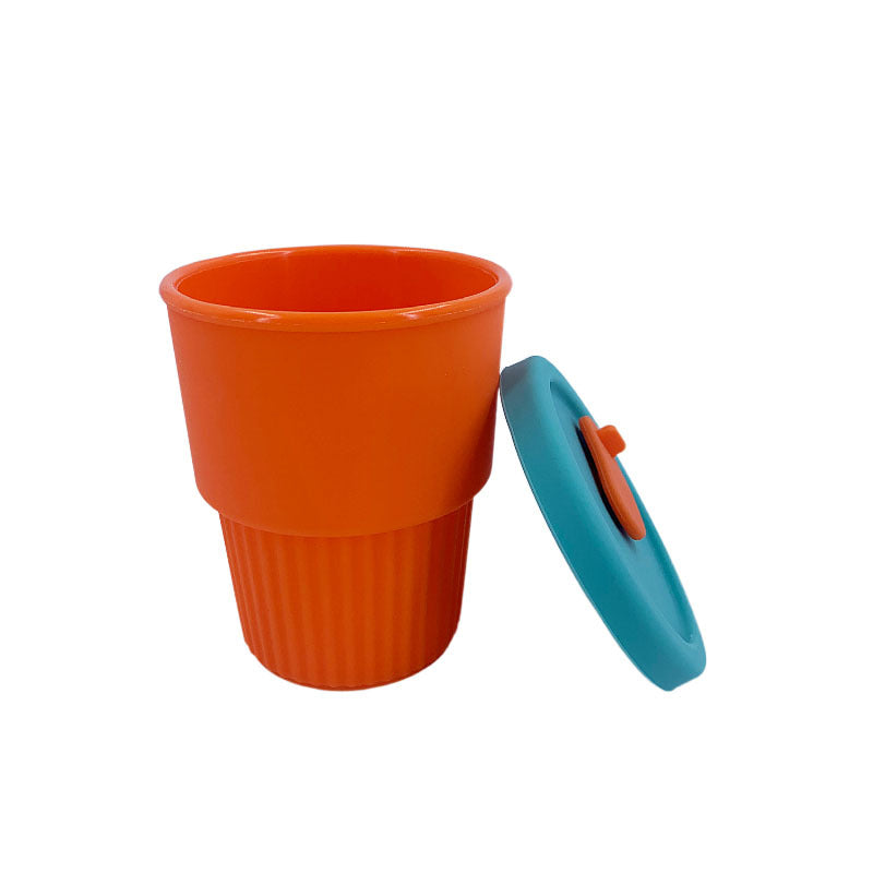 Unisex reusable silicone cup with lid and straw Bowlift