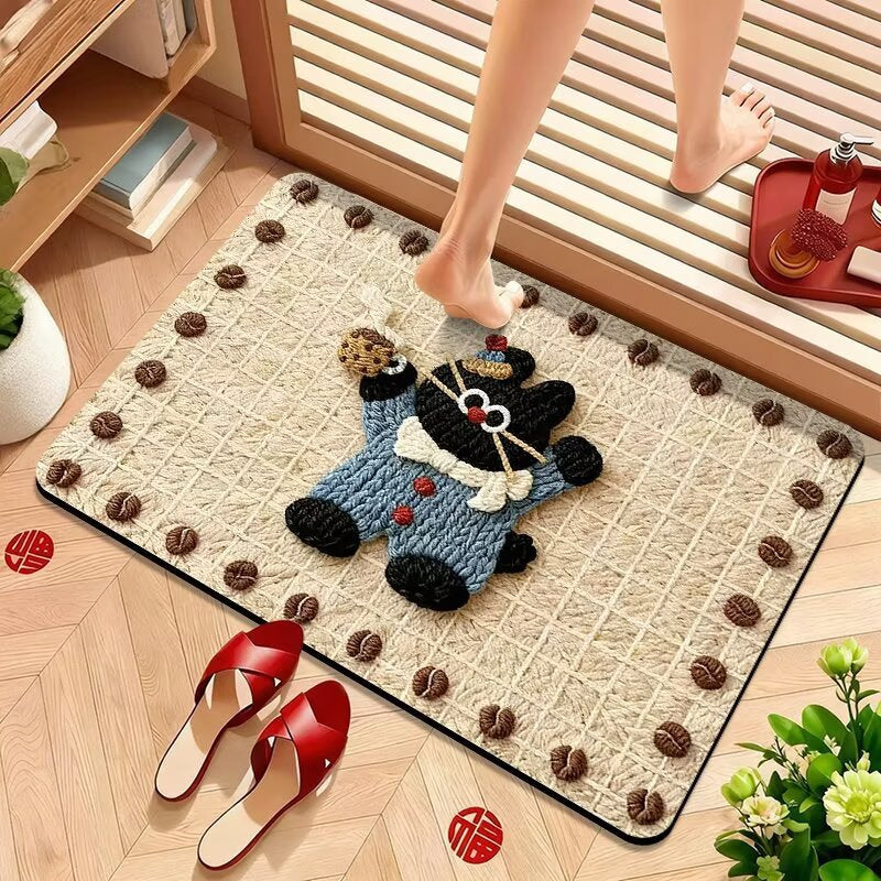 Cute Puppy-Themed Plush Bath Mat Bowlift