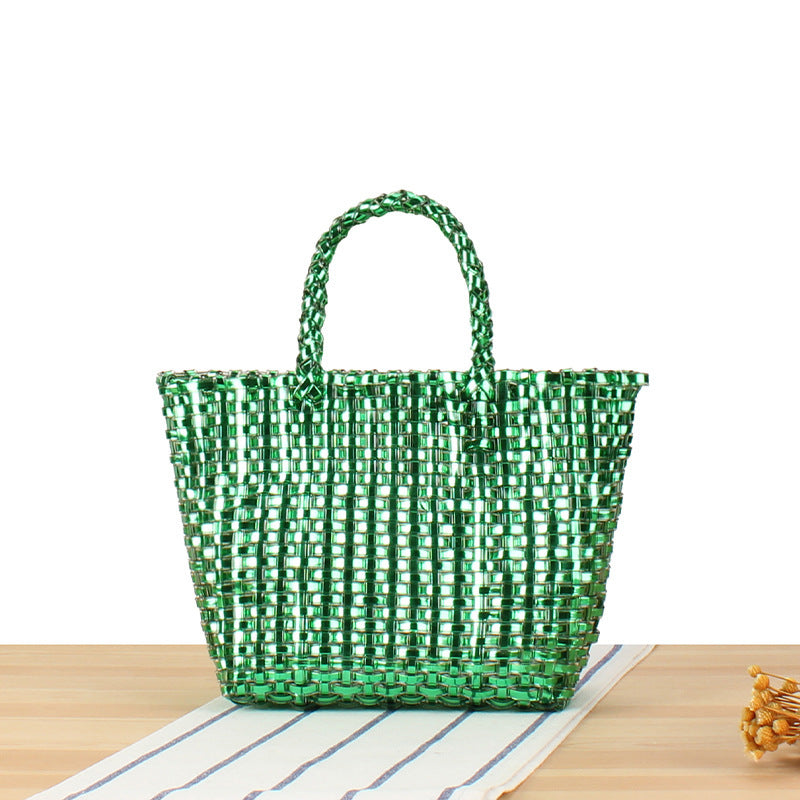 Handbag Made of Woven Natural Material with Elegant Accents Bowlift