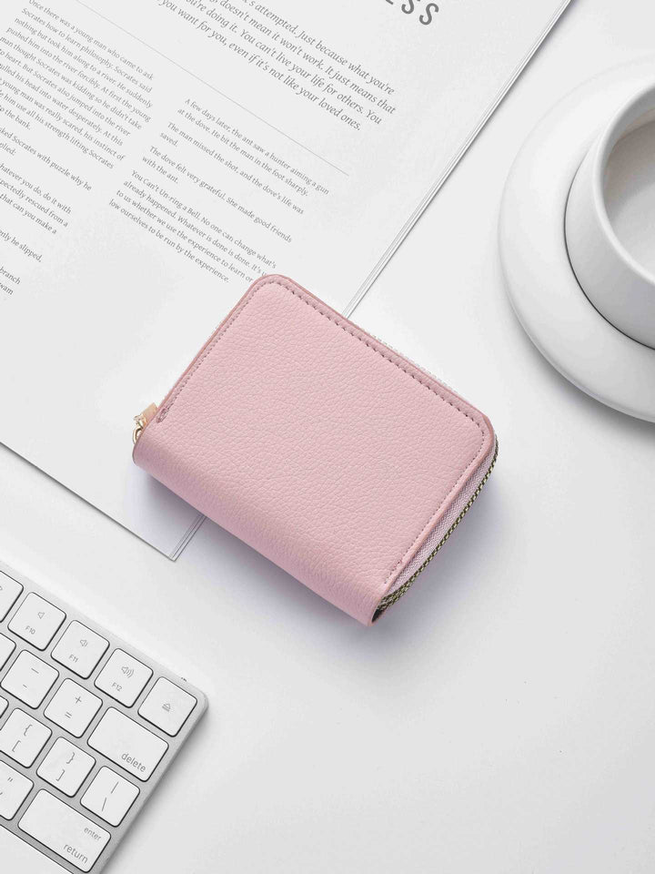 Stylish Textured Leather Zippered Wallet Bowlift