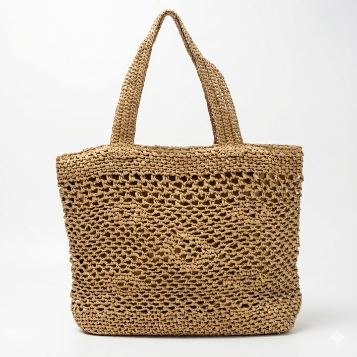 Large macrame bag with leather accents Bowlift