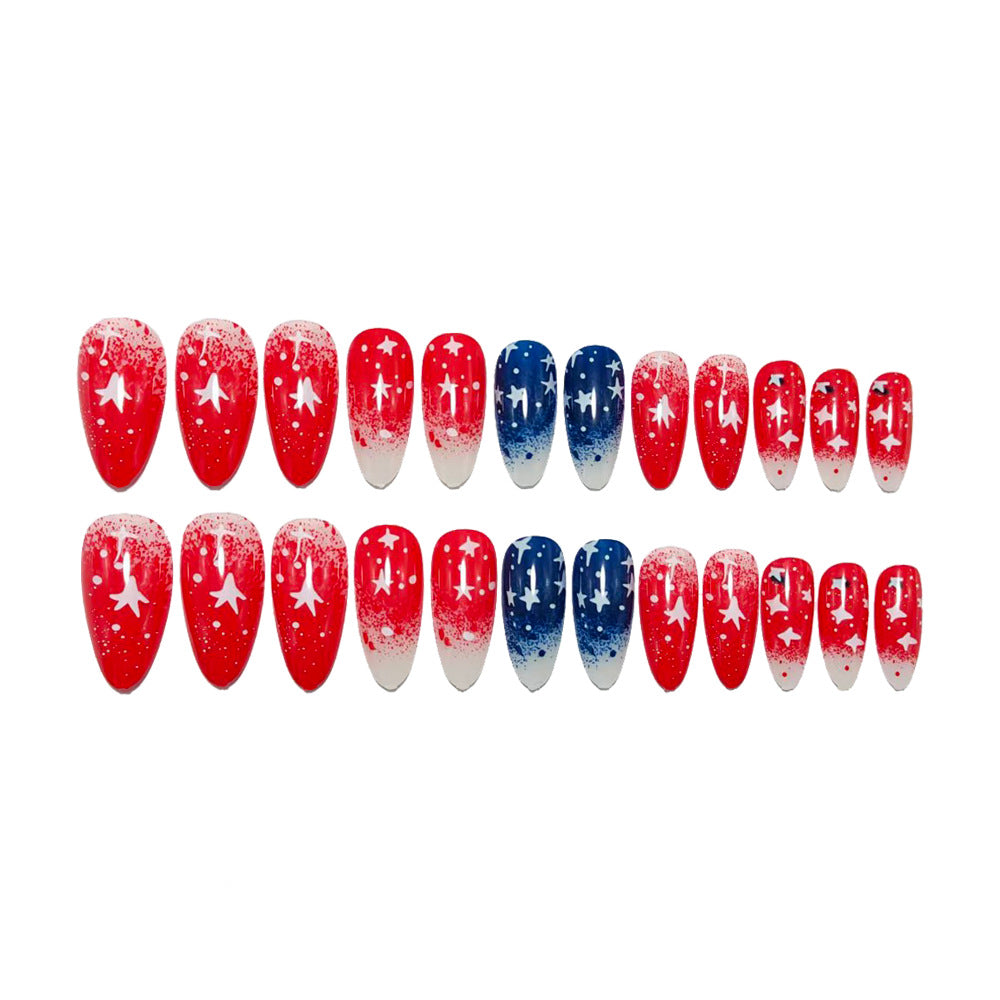 Artificial nails with star motif and gradient Bowlift