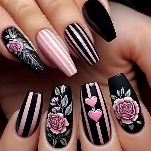 Romantic Floral Design Nail Art Bowlift