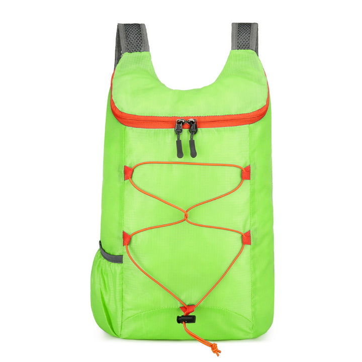 Women’s foldable lightweight day backpack with elastic front drawstring and side mesh pockets Bowlift
