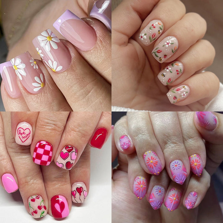 Artistic Press-On Nail Set Bowlift