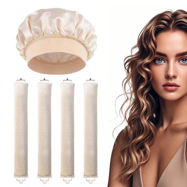 Satin Sleep Cap and Hair Rollers