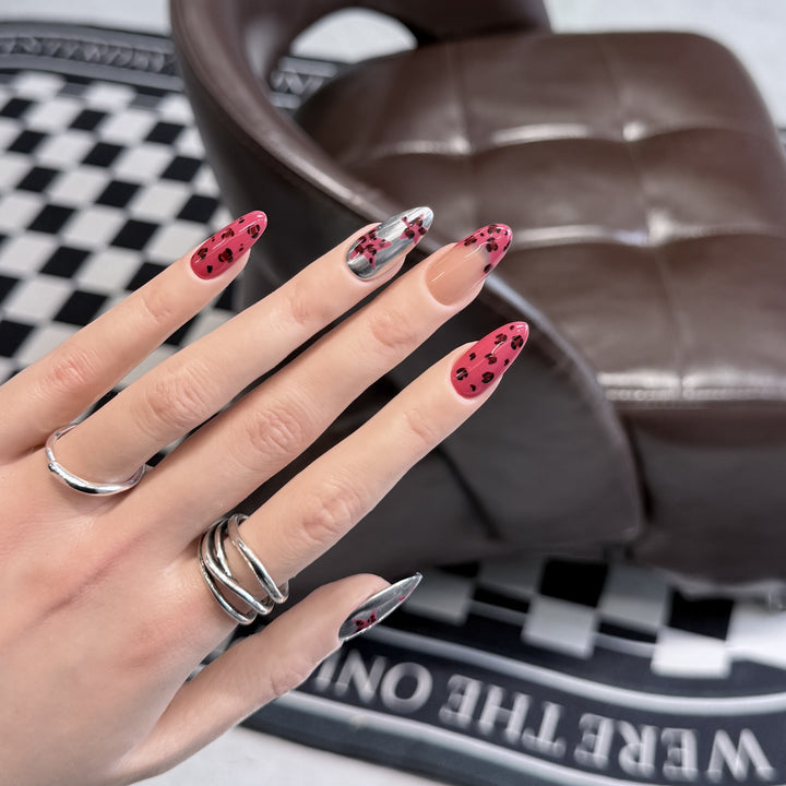 Stylish Stiletto Press-On Nail Set with Artistic Printed Designs Bowlift