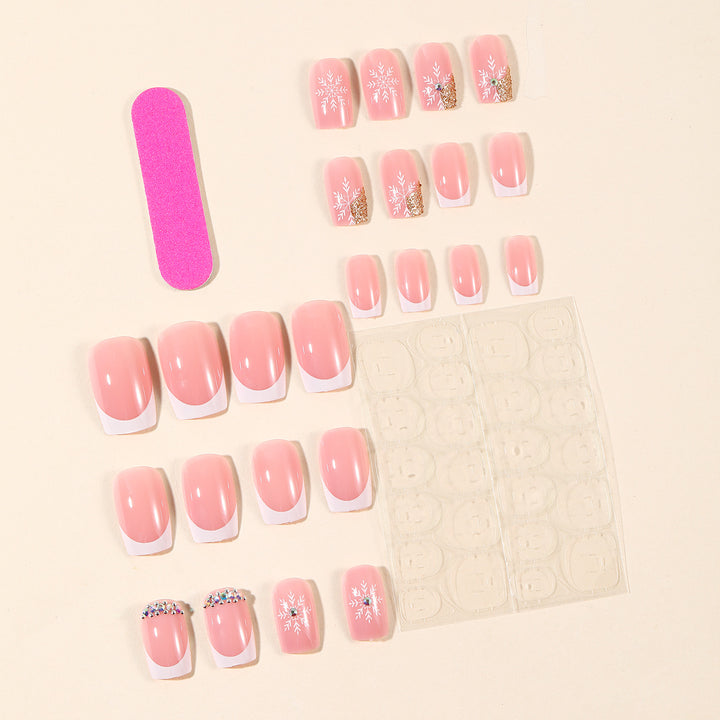 Elegant French Tip Winter Nail Art Extensions Bowlift