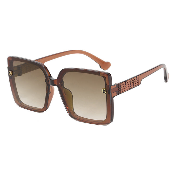 Women's fashionable square sunglasses with textured temple design Bowlift
