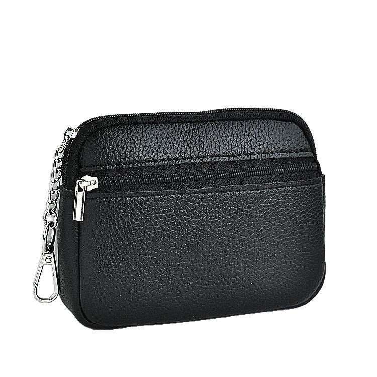 Compact Leather Zippered Card Wallet Bowlift