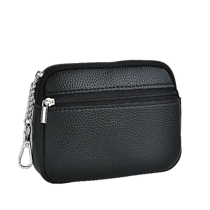 Compact Leather Zippered Card Wallet Bowlift