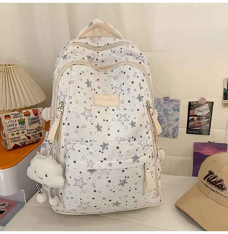 Stylish Star-Printed School Backpack Bowlift
