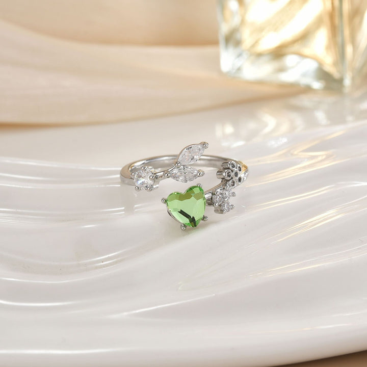 Double-Band Heart Halo Ring With Pavé Accents