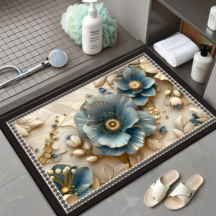 Floral Patterned Comfort Bath Mat Bowlift